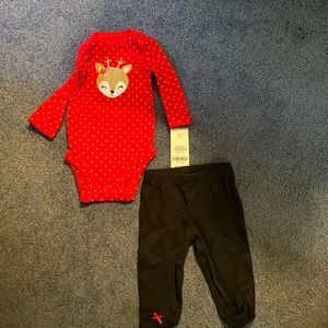 New Carters three months girls, two piece Christmas outfit
